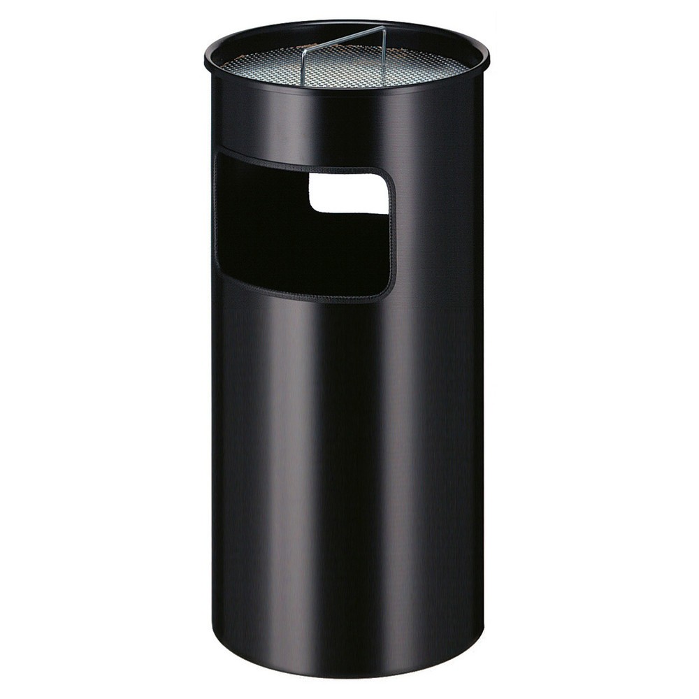 Imagen del producto: Combinación de ceniza y residuo con cubo interior de acero redondo de 50 litros negra