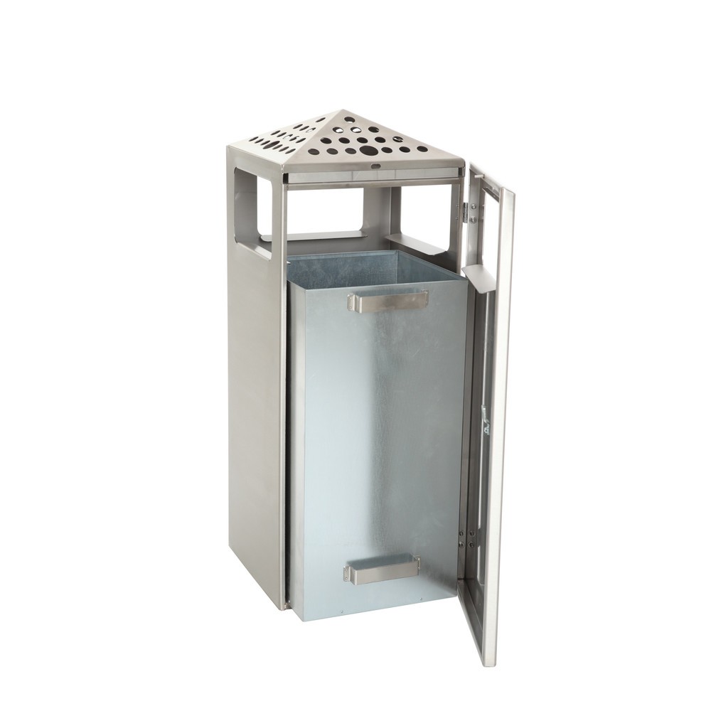 Número de imagen del producto 5: Combinación de ceniza y residuos en pirámide cuadrada con cubo con base de acero inoxidable de 70 litros