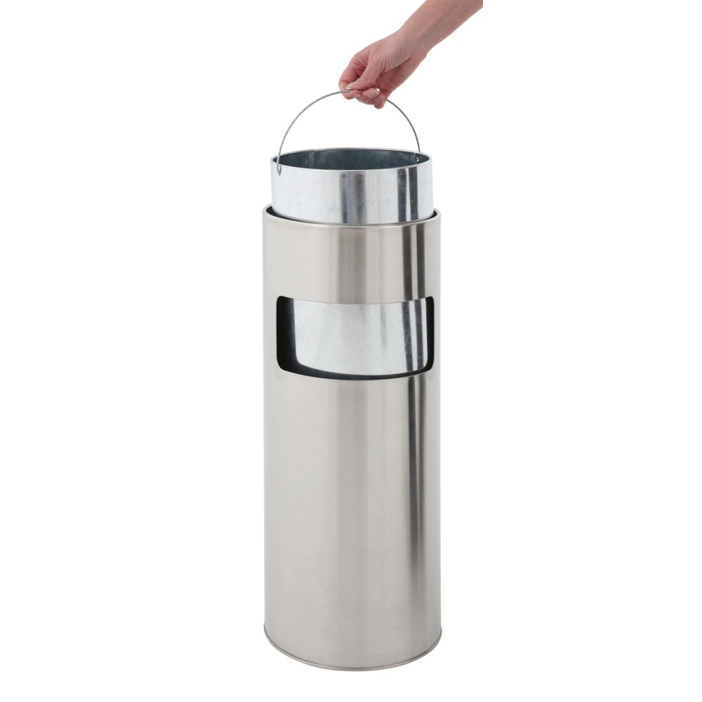 Número de imagen del producto 3: Combinación de ceniza y residuos de acero redonda de 12,5 litros acero inoxidable mate