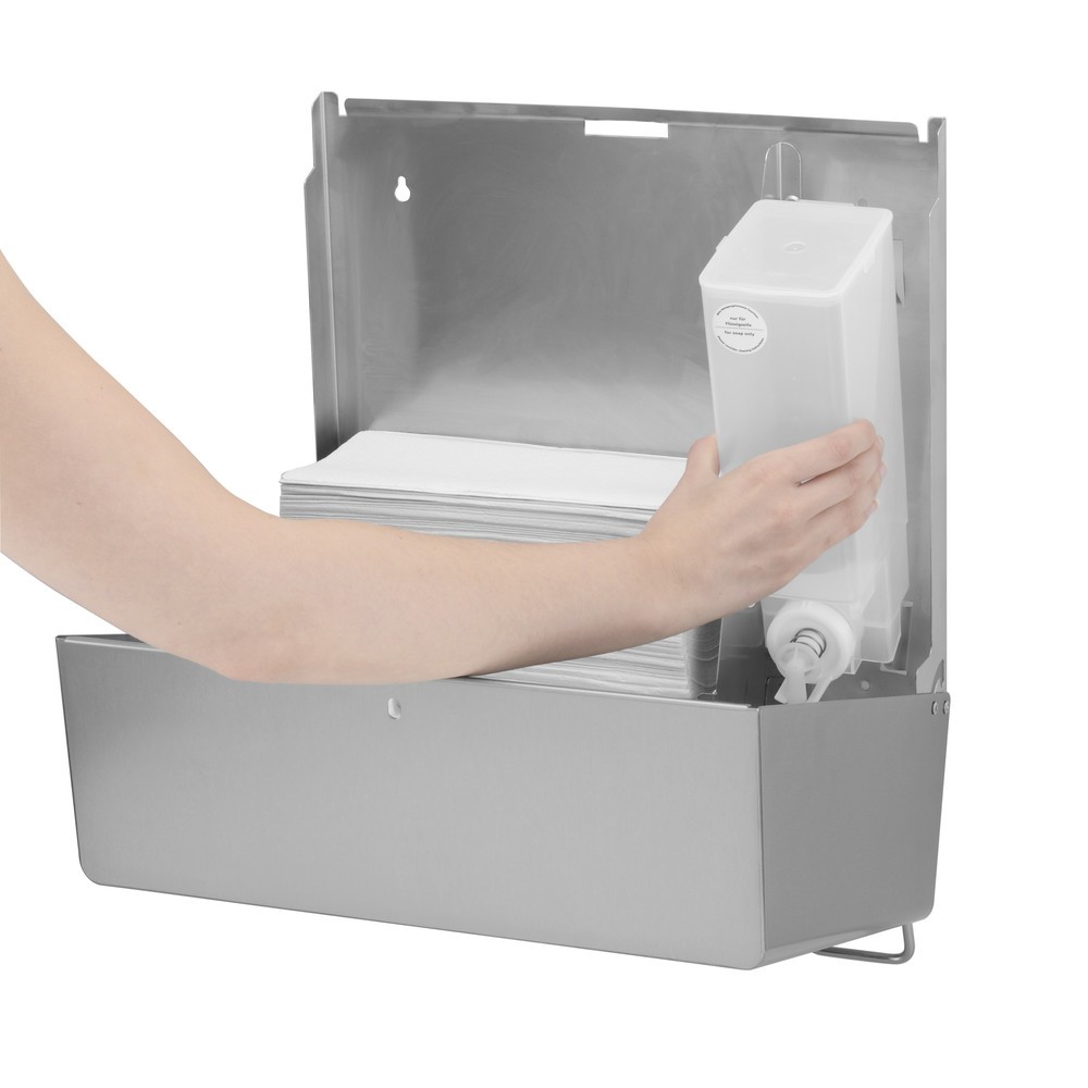Número de imagen del producto 4: Combinación de dispensador de toallas de papel y de jabón Air-Wolf, derecha, acero inoxidable cepillado