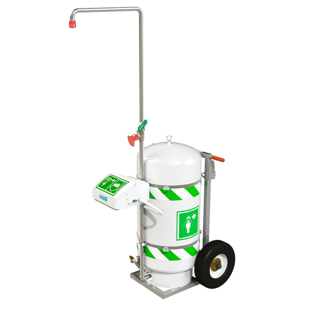 Imagen del producto: Combinación móvil ducha y lavaojos Justrite® 40K45G Hughes, sin calentador, depósito de 114 litros