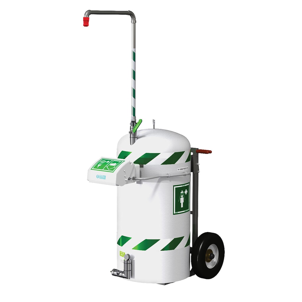 Imagen del producto: Combinación móvil de ducha y lavaojos Justrite® J40K45G Hughes, aislamiento térmico, depósito de 114 litros