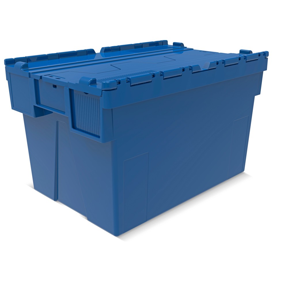 Número de imagen del producto 1: Contenedor apilable multiuso de PP con tapa abatible, azul, 65 litros, 1 uds./UV