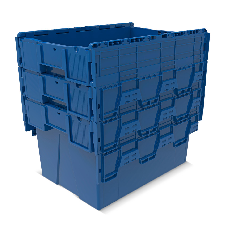 Número de imagen del producto 7: Contenedor apilable multiuso de PP con tapa abatible, azul, 65 litros, 1 uds./UV