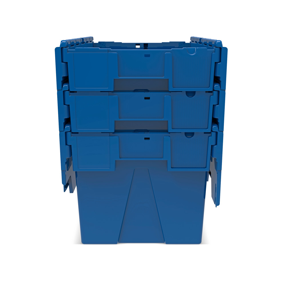 Número de imagen del producto 8: Contenedor apilable multiuso de PP con tapa abatible, azul, 65 litros, 1 uds./UV