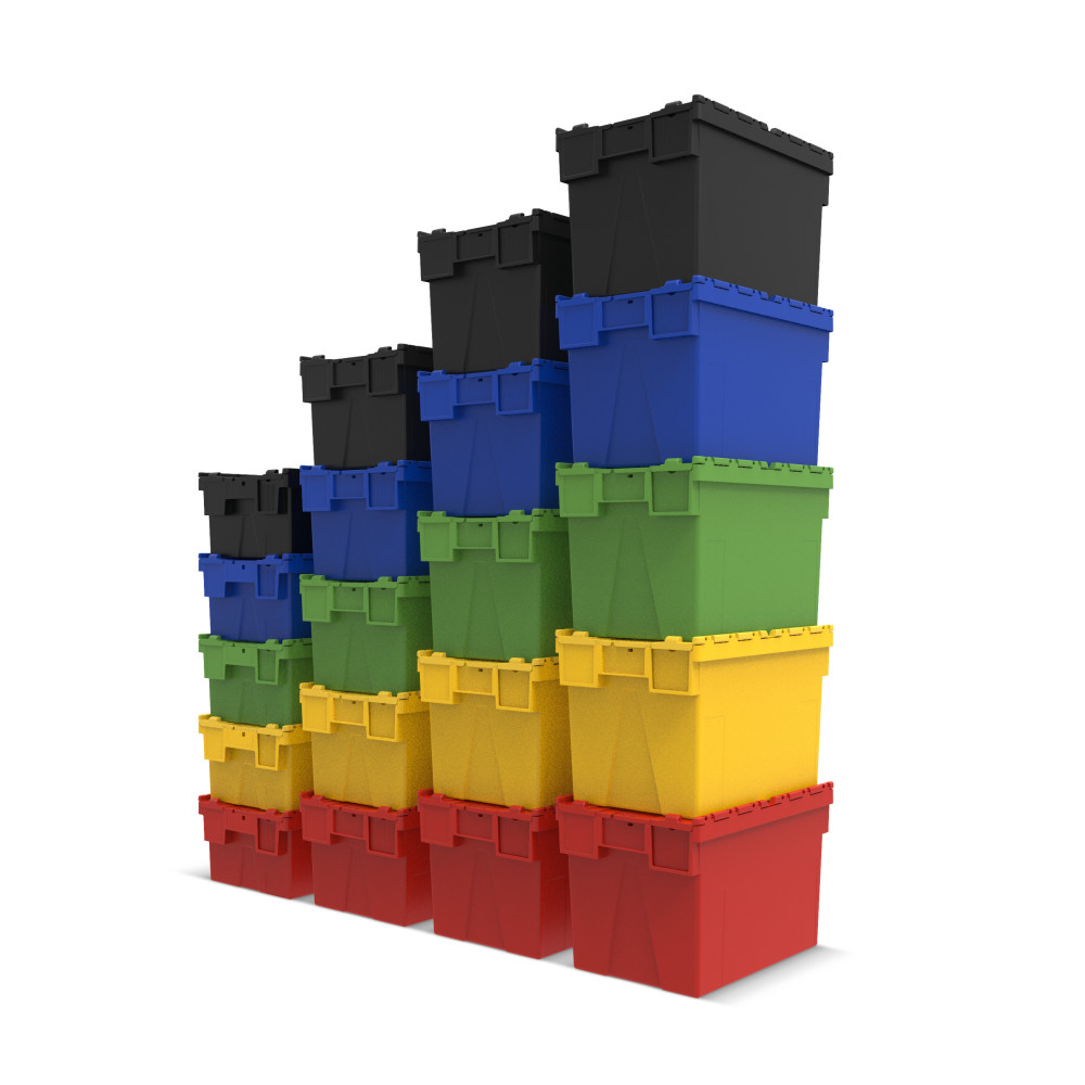 Número de imagen del producto 5: Contenedor apilable multiuso de PP con tapa abatible, azul, 65 litros, 1 uds./UV