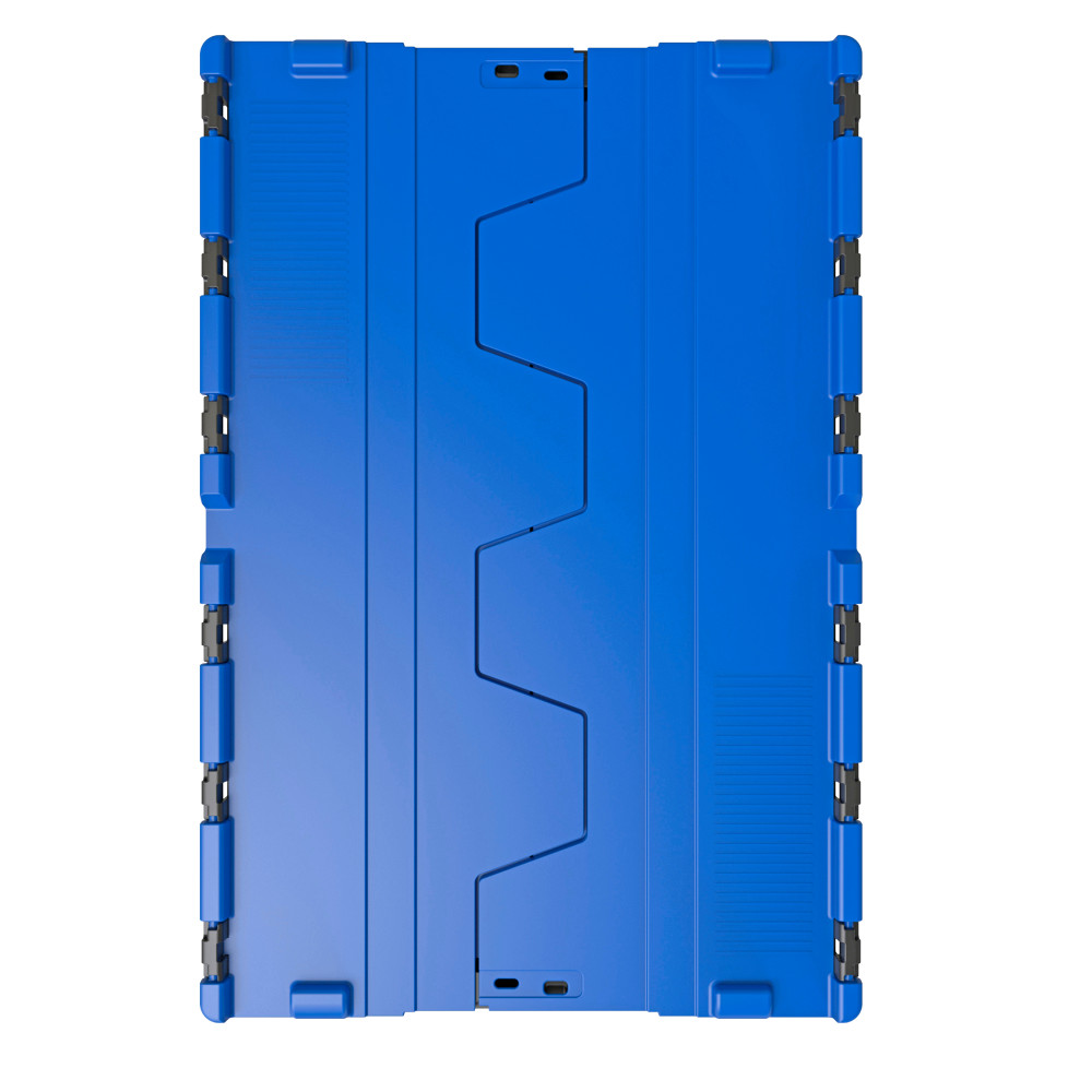 Número de imagen del producto 2: Contenedor apilable multiuso de regranulado de PP con tapa abatible, negro / azul, 56 litros, 1 uds. / UV