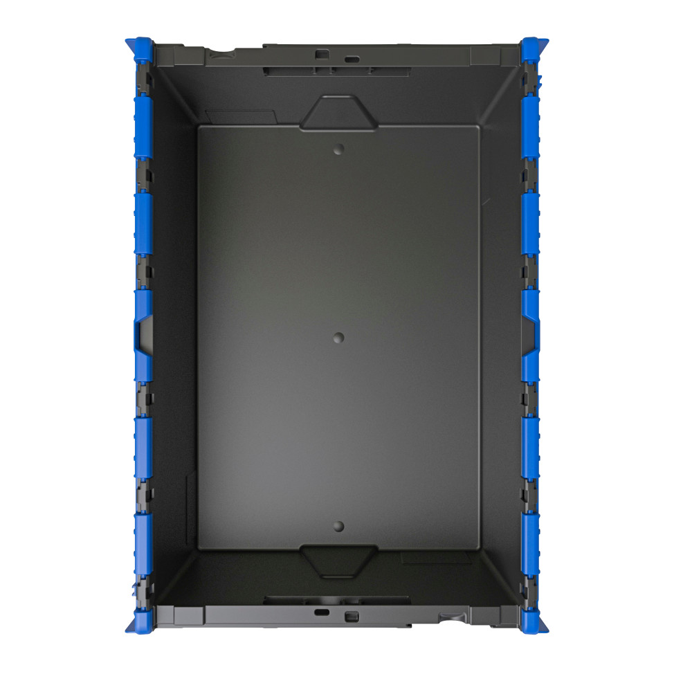 Número de imagen del producto 3: Contenedor apilable multiuso de regranulado de PP con tapa abatible, negro / azul, 56 litros, 1 uds. / UV