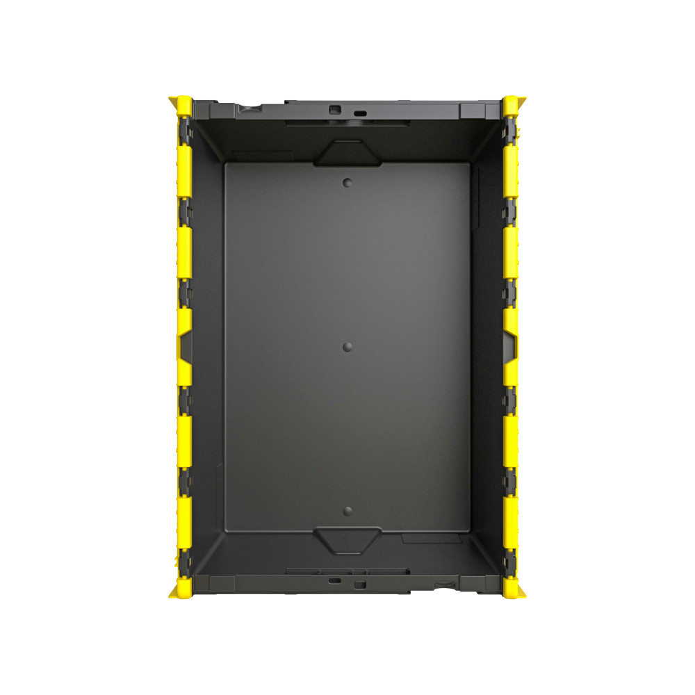 Número de imagen del producto 3: Contenedor apilable multiuso de regranulado de PP con tapa abatible, negro / amarillo, 77 litros, 1 uds. / UV
