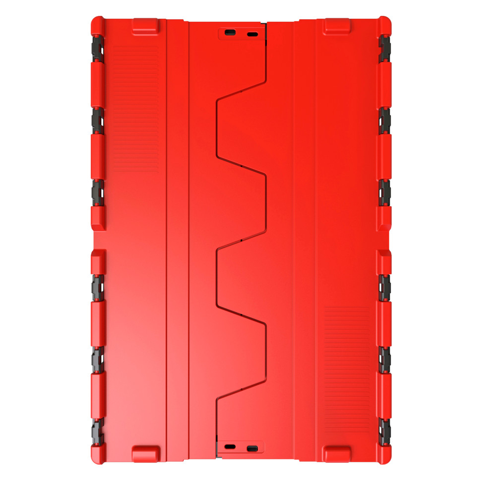 Número de imagen del producto 2: Contenedor apilable multiuso de regranulado de PP con tapa abatible, negro / rojo, 56 litros, 1 uds. / UV