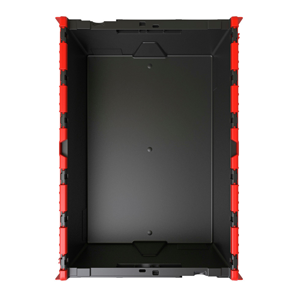 Número de imagen del producto 3: Contenedor apilable multiuso de regranulado de PP con tapa abatible, negro / rojo, 56 litros, 1 uds. / UV