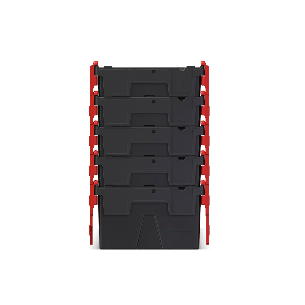 Número de imagen del producto 9: Contenedor apilable multiuso de regranulado de PP con tapa abatible, negro / rojo, 56 litros, 1 uds. / UV