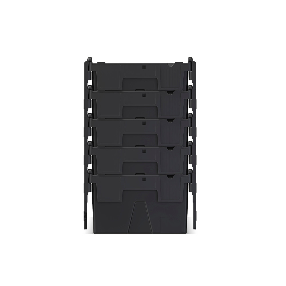 Número de imagen del producto 7: Contenedor apilable multiuso de regranulado de PP con tapa abatible, negro, 40 litros, 1 uds. / UV