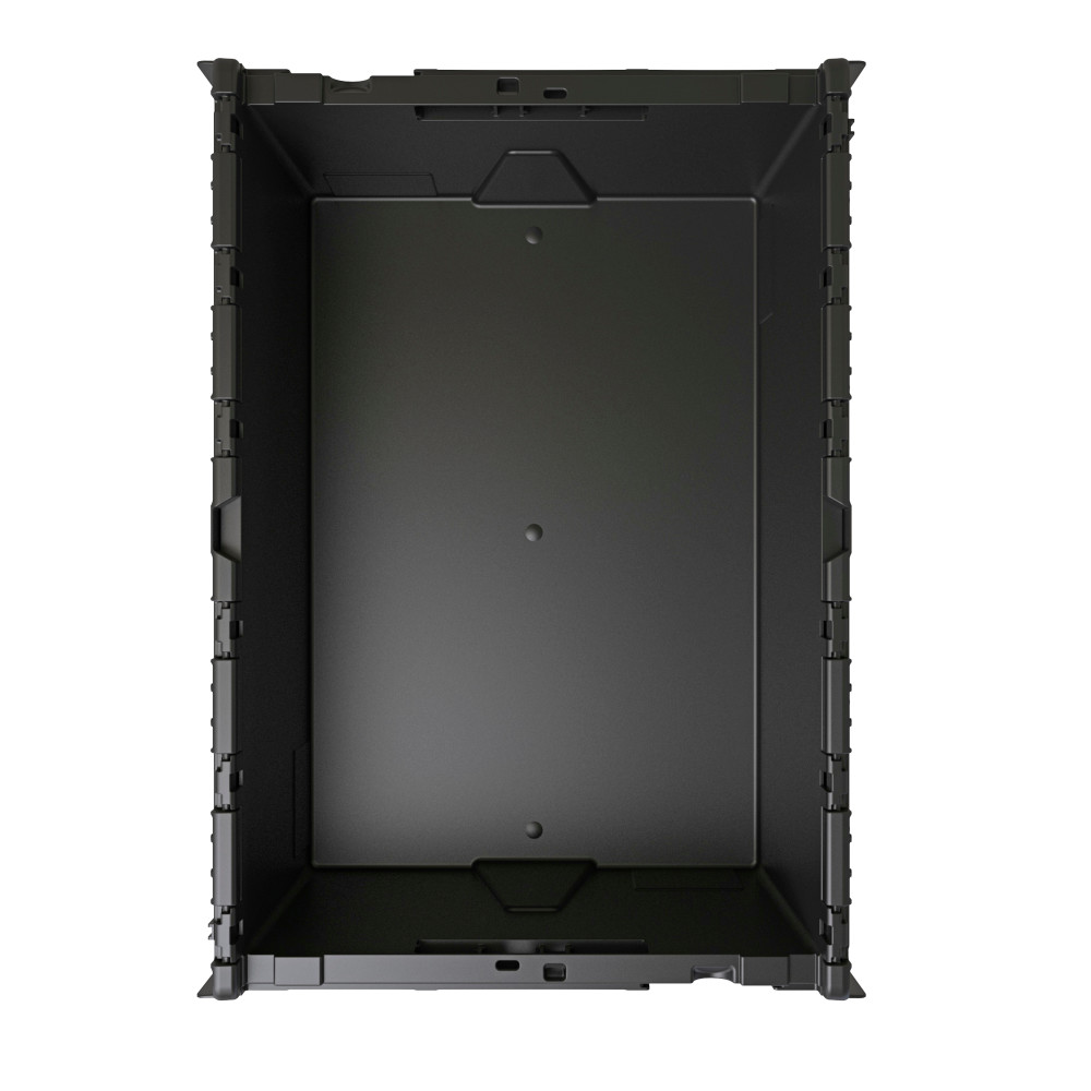 Número de imagen del producto 3: Contenedor apilable multiuso de regranulado de PP con tapa abatible, negro, 65 litros, 1 uds. / UV