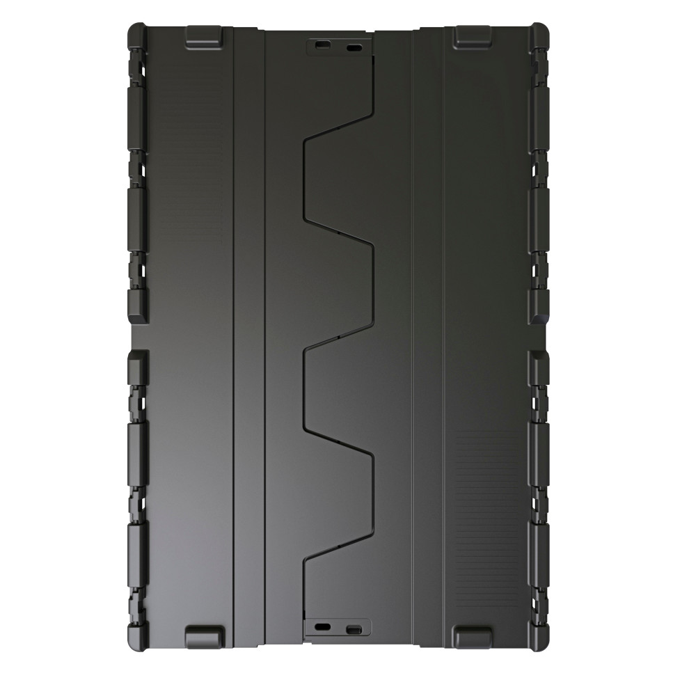 Número de imagen del producto 4: Contenedor apilable multiuso de regranulado de PP con tapa abatible, negro, 65 litros, 1 uds. / UV