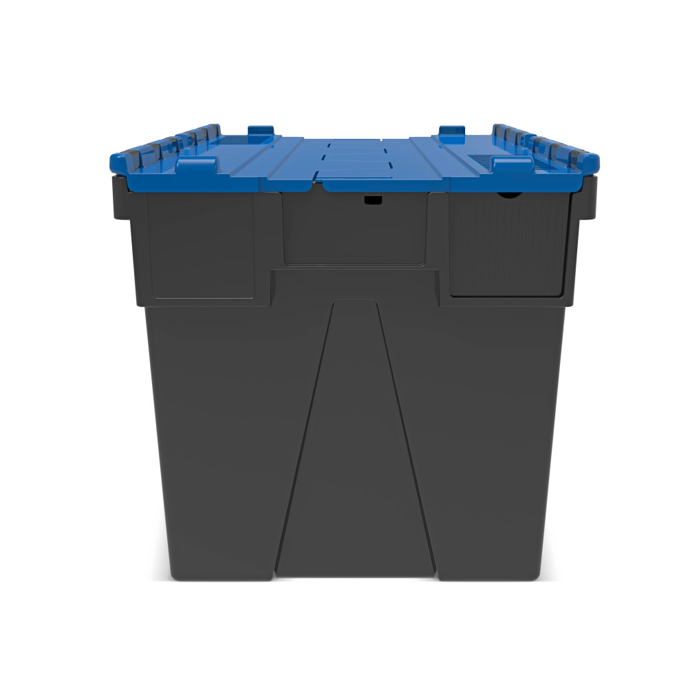 Número de imagen del producto 5: Contenedor apilable multiuso de regranulado de PP con tapa abatible, negro / azul, 77 litros, 1 uds. / UV