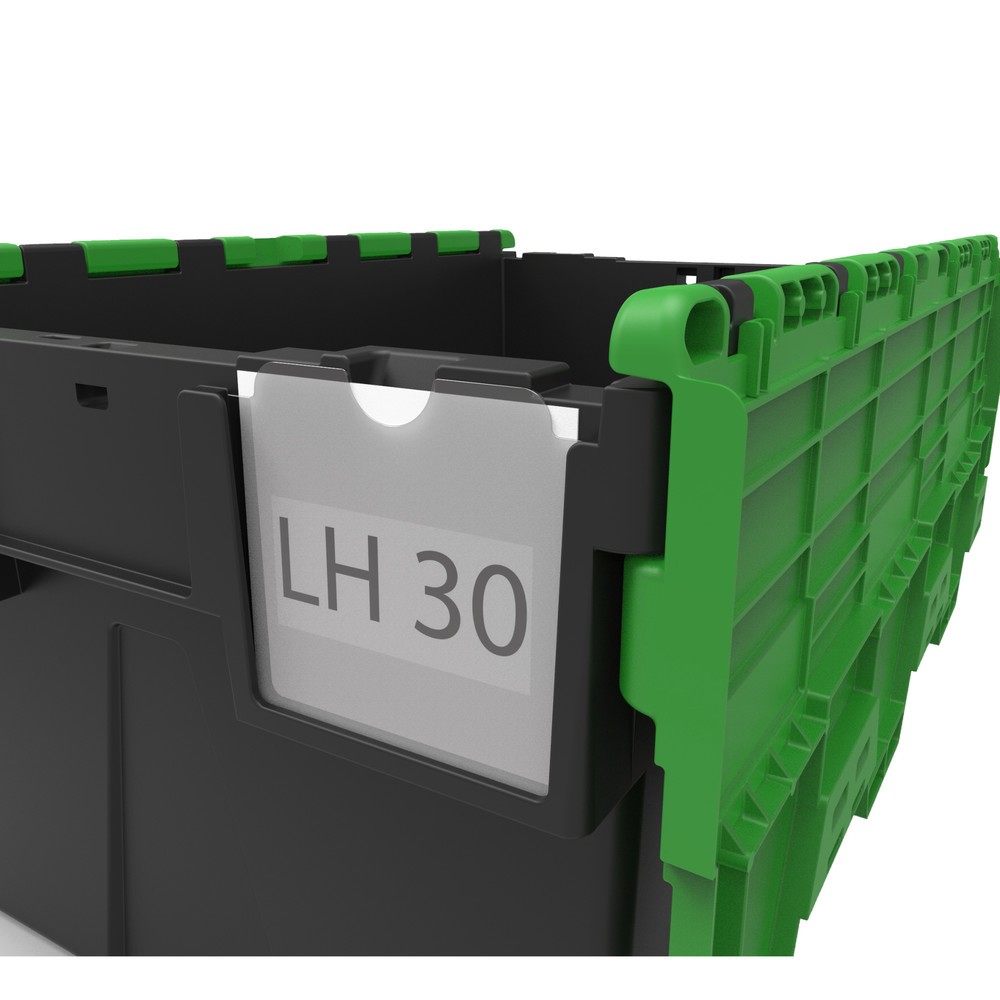 Imagen del producto: 10 ud/caja de 10 contenedor apilable multiuso con soporte para etiquetas con tapa abatible