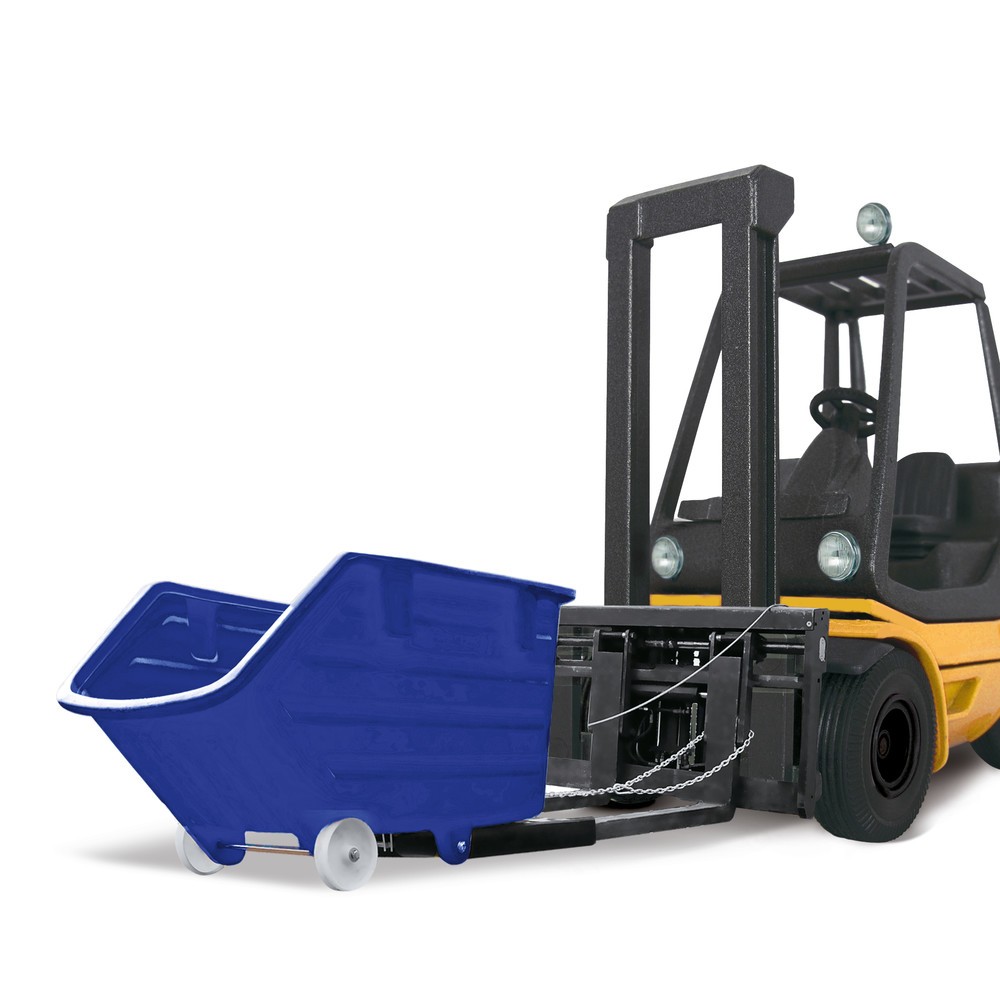 Número de imagen del producto 3: contenedor basculante de PE con ruedas, mecanismo de vuelco, bolsillos de horquilla, volumen 0,75 m³