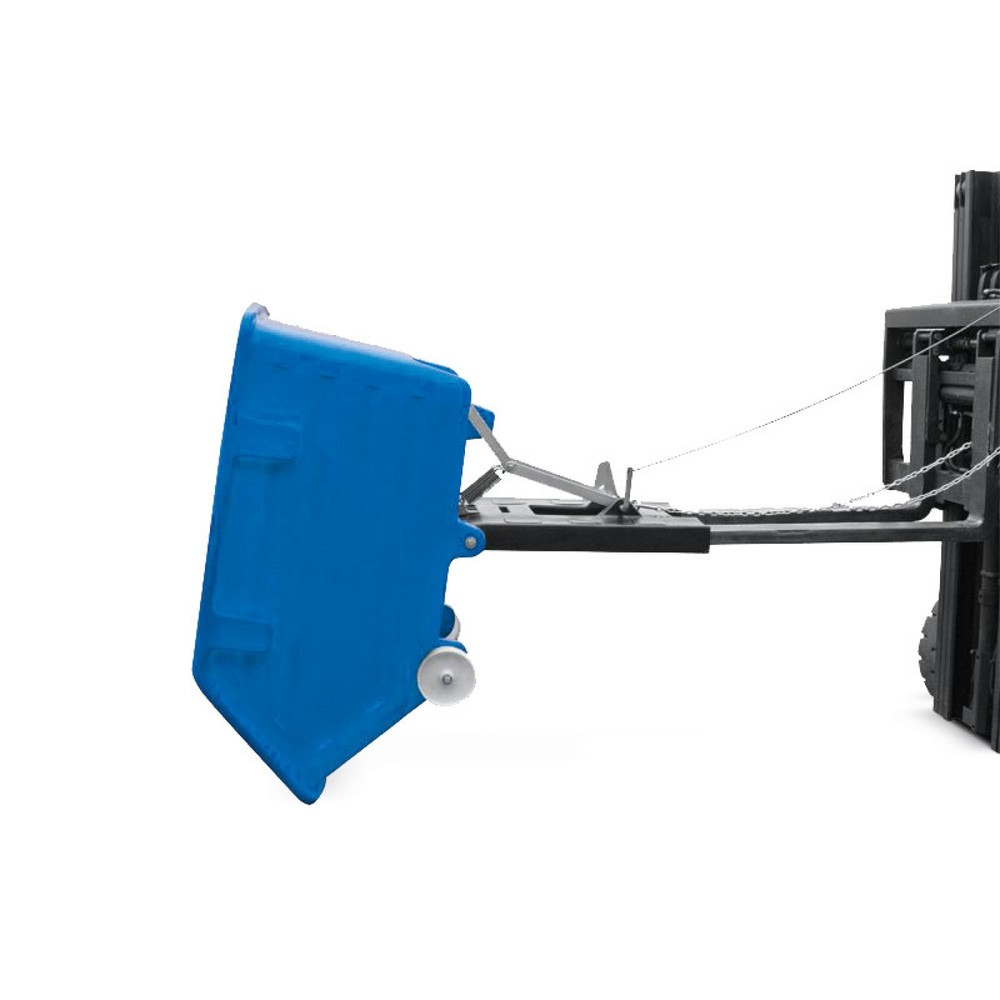 Número de imagen del producto 1: contenedor basculante de PE con ruedas, mecanismo de vuelco, bolsillos de horquilla, volumen 0,75 m³