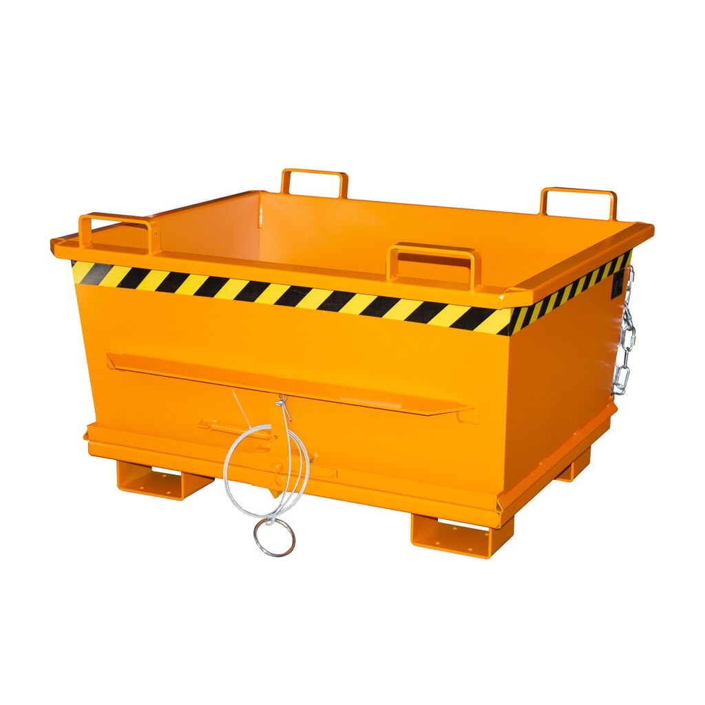 Bauer® Contenedor con trampilla apilable, pintado, volumen 0,5 m³, RAL 2000 amarillo naranja Imagen del producto: Bauer® Contenedor con trampilla apilable, pintado, volumen 0,5 m³, RAL 2000 amarillo naranja