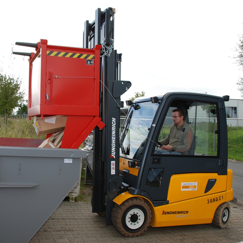 Número de imagen del producto 3: Bauer® Contenedor con trampilla, 3 contenedores apilables, pintado, volumen 2 m³, RAL 2000 amarillo naranja