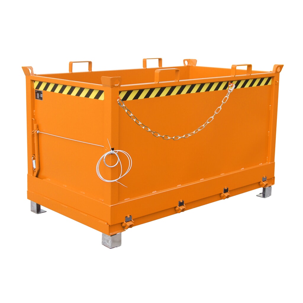 Número de imagen del producto 1: Bauer® Contenedor con trampilla, 3 contenedores apilables, pintado, volumen 1,5 m³, RAL 2000 amarillo naranja