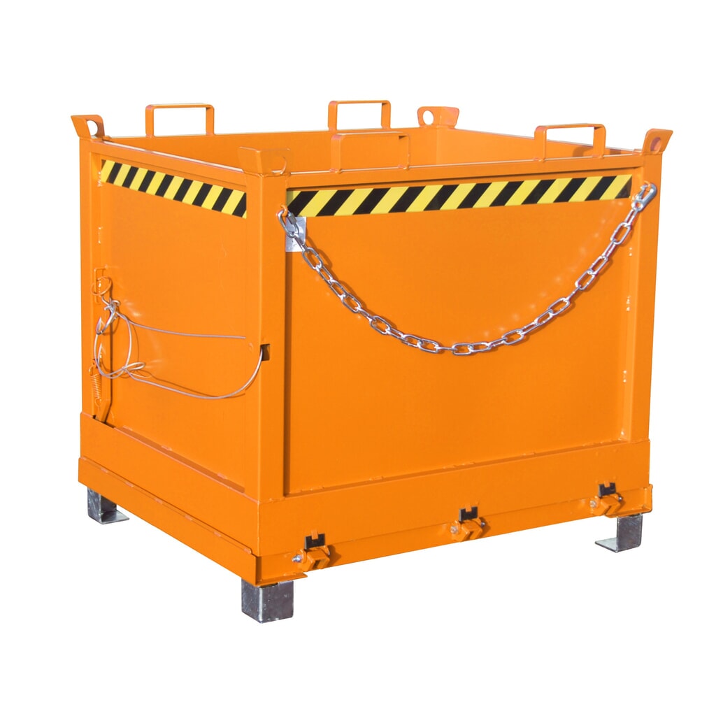 Bauer® Contenedor con trampilla, 3 contenedores apilables, pintado, volumen 1 m³, RAL 2000 amarillo naranja Número de imagen del producto 1: Bauer® Contenedor con trampilla, 3 contenedores apilables, pintado, volumen 1 m³, RAL 2000 amarillo naranja