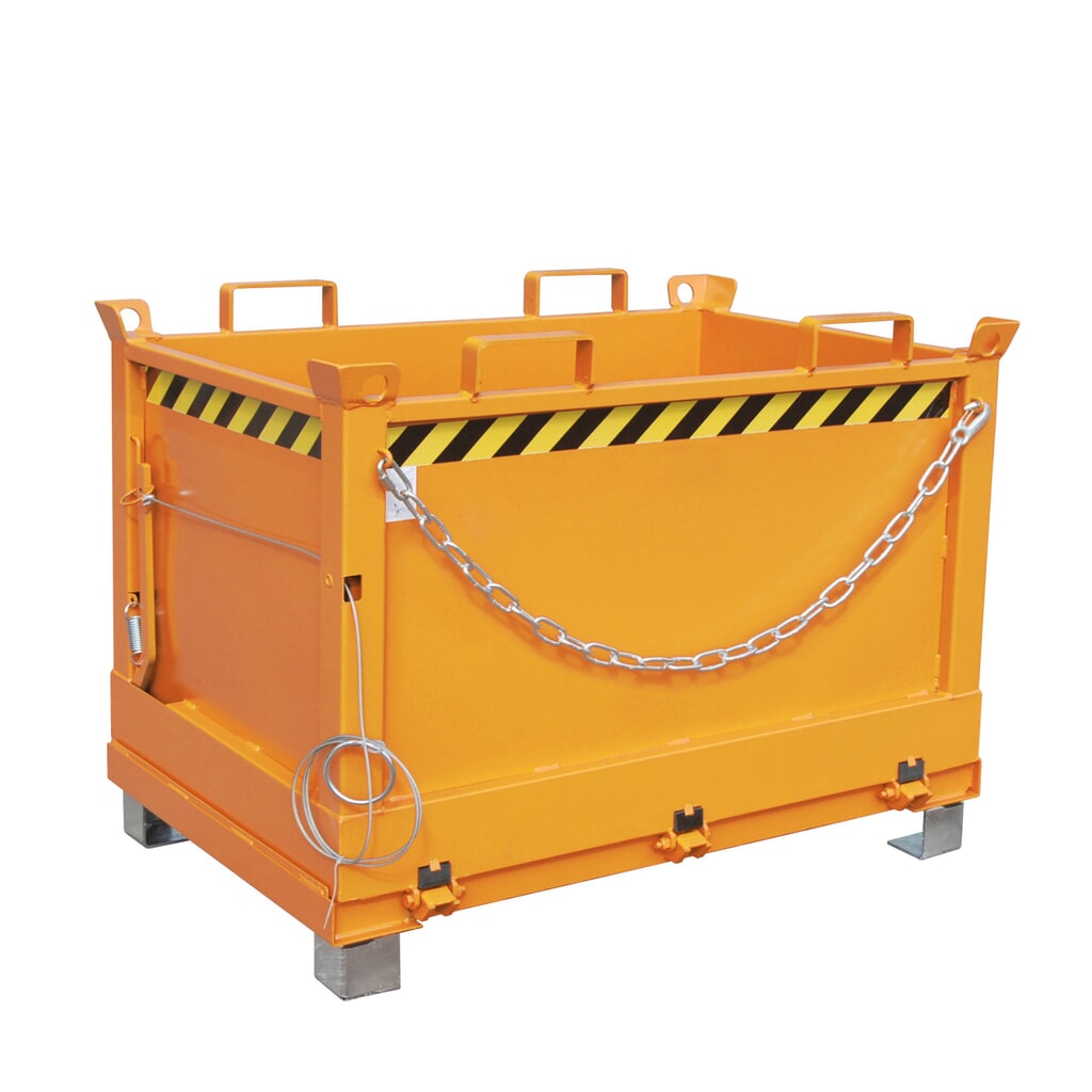Bauer® Contenedor con trampilla, 3 contenedores apilables, pintado, volumen 0,5 m³, RAL 2000 amarillo naranja Imagen del producto: Bauer® Contenedor con trampilla, 3 contenedores apilables, pintado, volumen 0,5 m³, RAL 2000 amarillo naranja