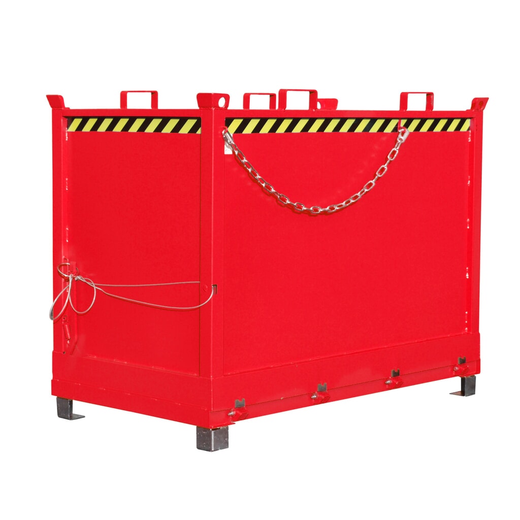 Número de imagen del producto 1: Bauer® Contenedor con trampilla, 3 contenedores apilables, pintado, volumen 2 m³, RAL 3000 rojo fuego