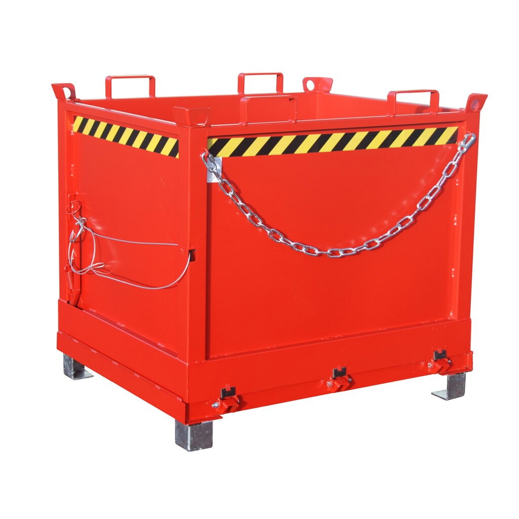 Número de imagen del producto 1: Bauer® Contenedor con trampilla, 3 contenedores apilables, pintado, volumen 1 m³, RAL 3000 rojo fuego