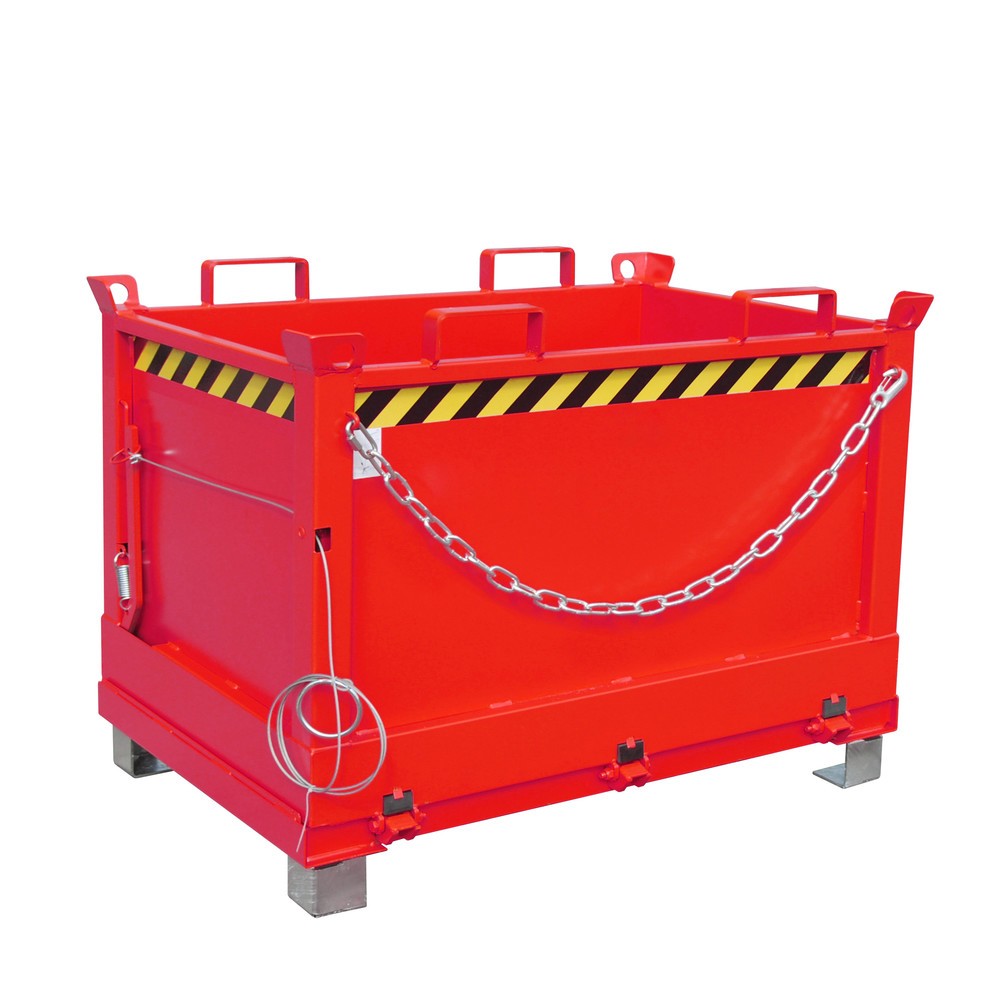 Imagen del producto: Bauer® Contenedor con trampilla, 3 contenedores apilables, pintado, volumen 0,5 m³, RAL 3000 rojo fuego