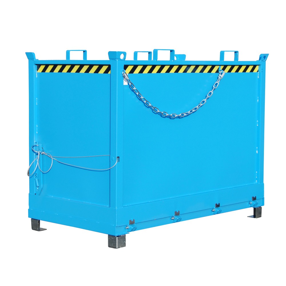 Número de imagen del producto 1: Bauer® Contenedor con trampilla, 3 contenedores apilables, pintado, volumen 2 m³, RAL 5012 azul luminoso