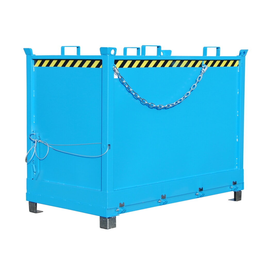 Número de imagen del producto 1: Bauer® Contenedor con trampilla, 3 contenedores apilables, pintado, volumen 2 m³, RAL 5012 azul luminoso