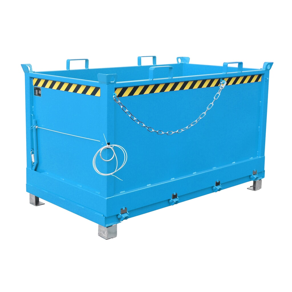 Bauer® Contenedor con trampilla, 3 contenedores apilables, pintado, volumen 1,5 m³, RAL 5012 azul luminoso Número de imagen del producto 1: Bauer® Contenedor con trampilla, 3 contenedores apilables, pintado, volumen 1,5 m³, RAL 5012 azul luminoso