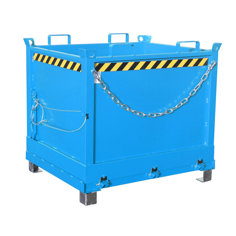 Número de imagen del producto 1: Bauer® Contenedor con trampilla, 3 contenedores apilables, pintado, volumen 1 m³, RAL 5012 azul luminoso