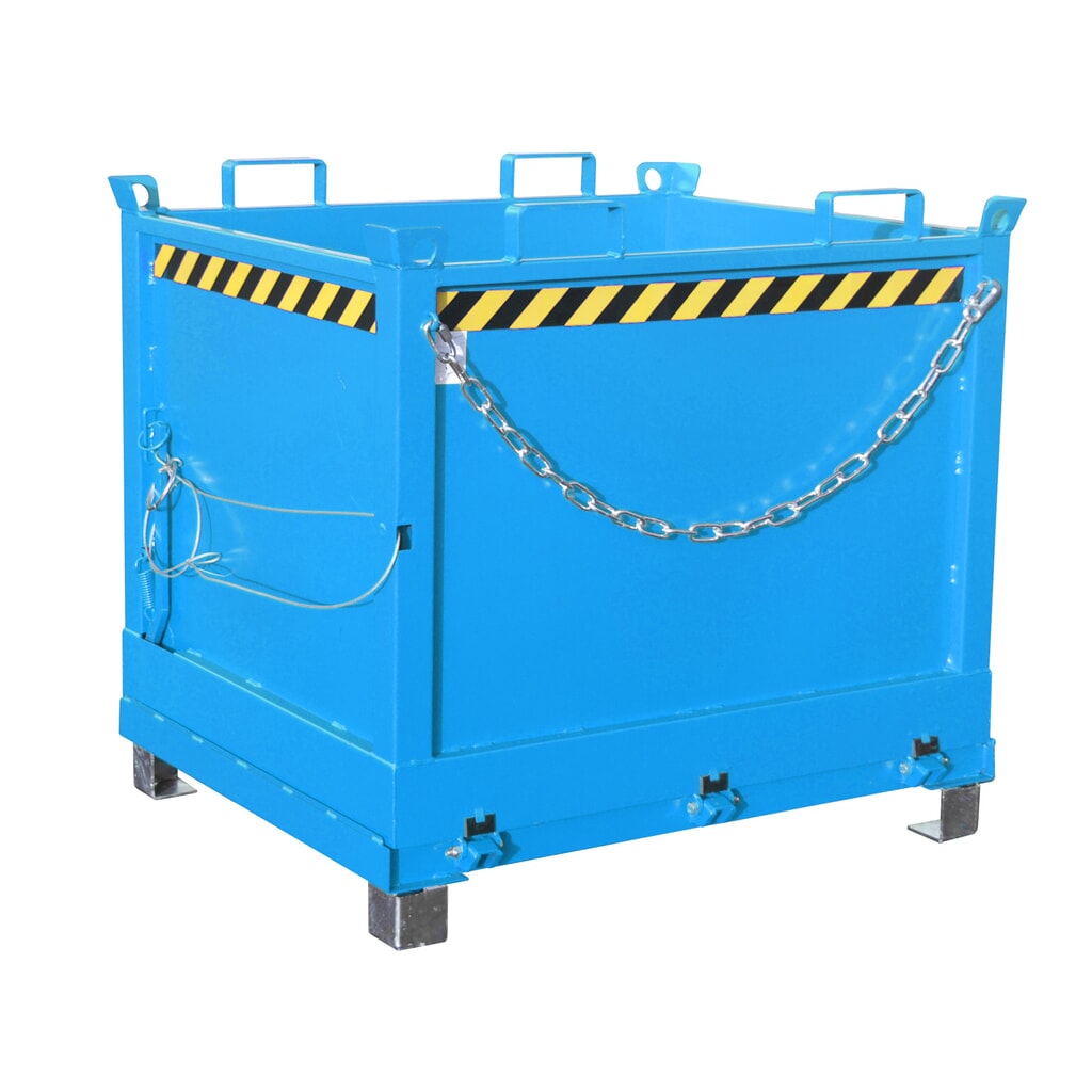 Número de imagen del producto 1: Bauer® Contenedor con trampilla, 3 contenedores apilables, pintado, volumen 1 m³, RAL 5012 azul luminoso