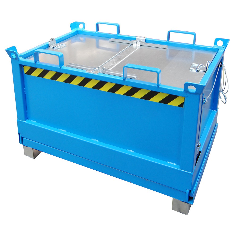 Número de imagen del producto 1: Bauer® Contenedor con trampilla, 3 contenedores apilables, pintado, volumen 0,5 m³, RAL 5012 azul luminoso