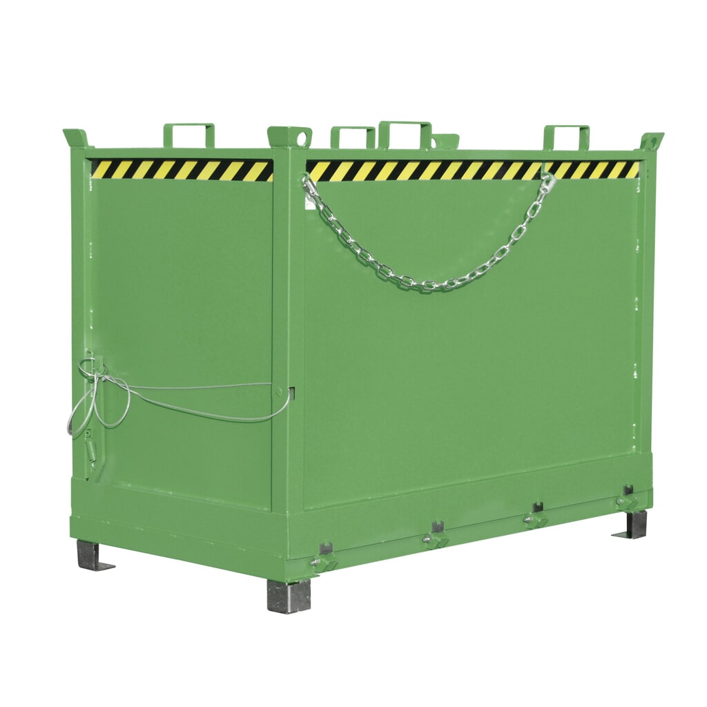 Número de imagen del producto 1: Bauer® Contenedor con trampilla, 3 contenedores apilables, pintado, volumen 2 m³, RAL 6011 verde reseda