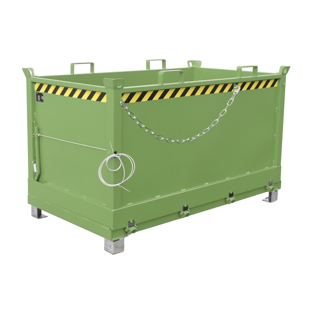 Bauer® Contenedor con trampilla, 3 contenedores apilables, pintado, volumen 1,5 m³, RAL 6011 verde reseda Número de imagen del producto 1: Bauer® Contenedor con trampilla, 3 contenedores apilables, pintado, volumen 1,5 m³, RAL 6011 verde reseda