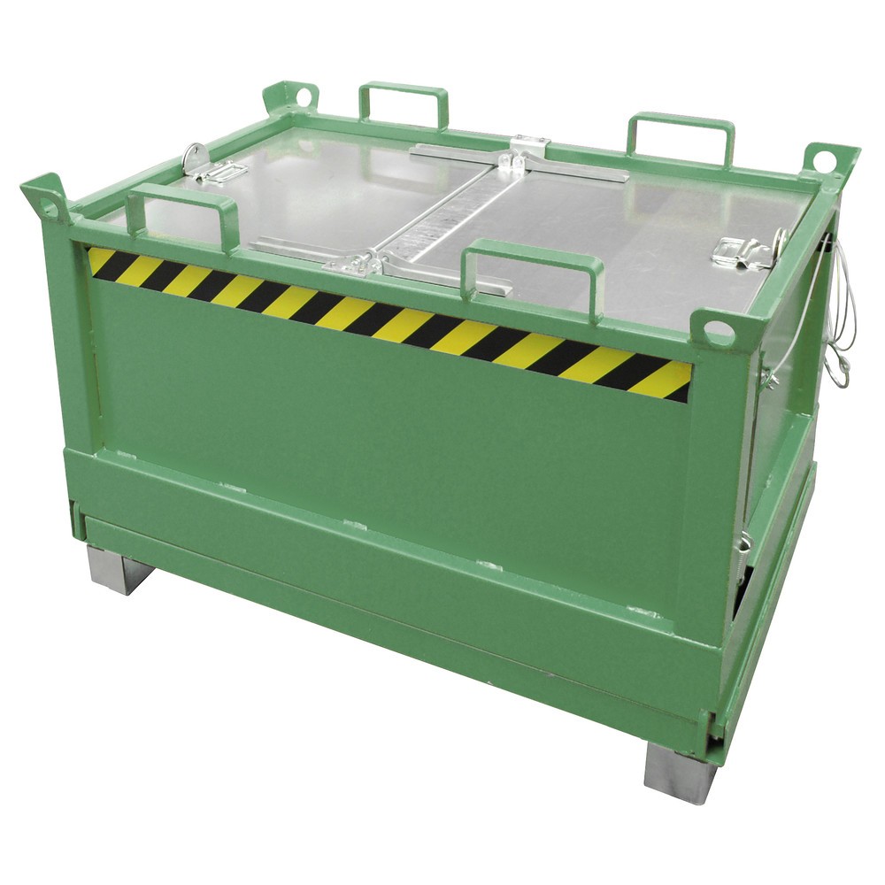 Imagen del producto: Bauer® Contenedor con trampilla, 3 contenedores apilables, pintado, volumen 0,5 m³, RAL 6011 verde reseda