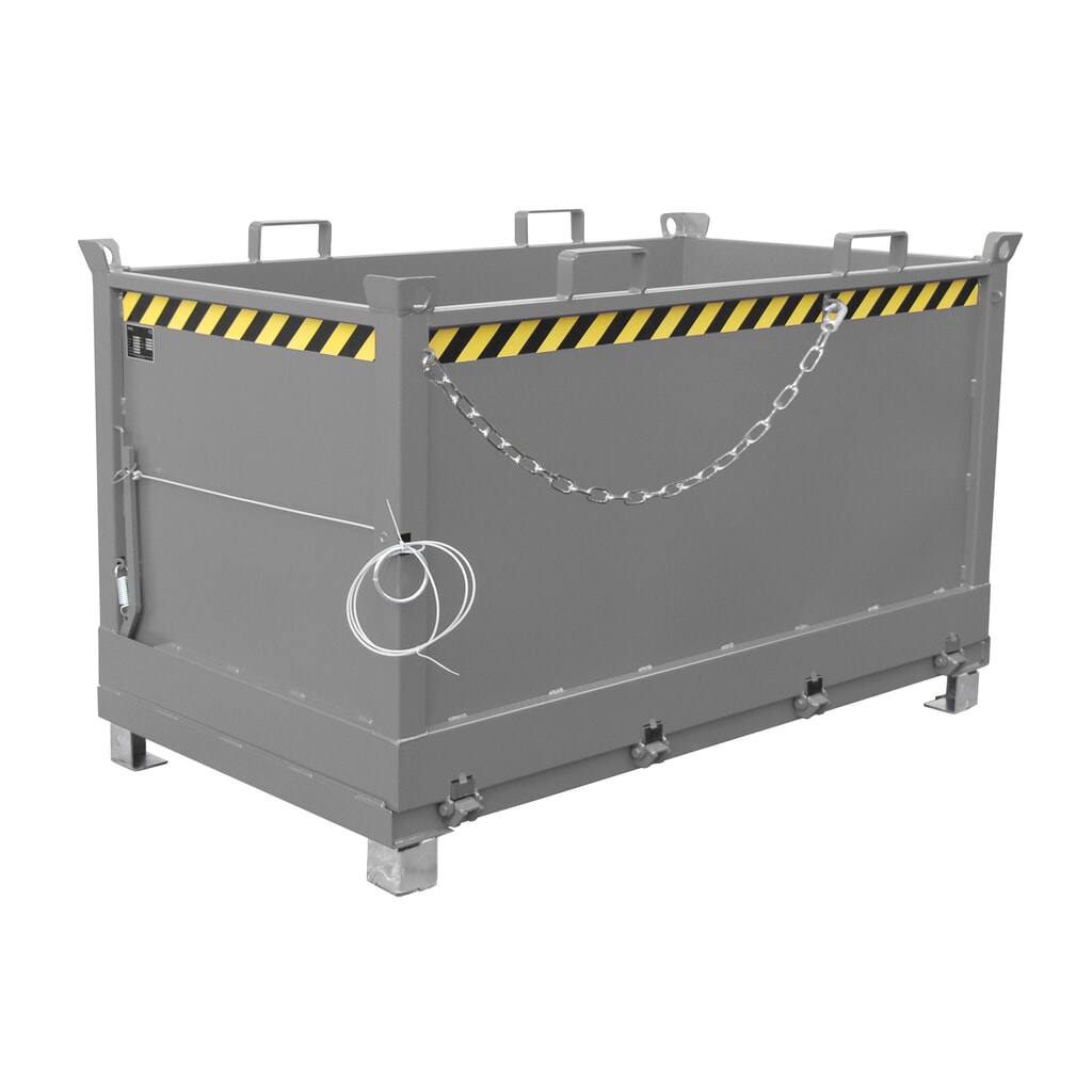 Bauer® Contenedor con trampilla, 3 contenedores apilables, pintado, volumen 1,5 m³, RAL 7005 gris ratón Número de imagen del producto 1: Bauer® Contenedor con trampilla, 3 contenedores apilables, pintado, volumen 1,5 m³, RAL 7005 gris ratón