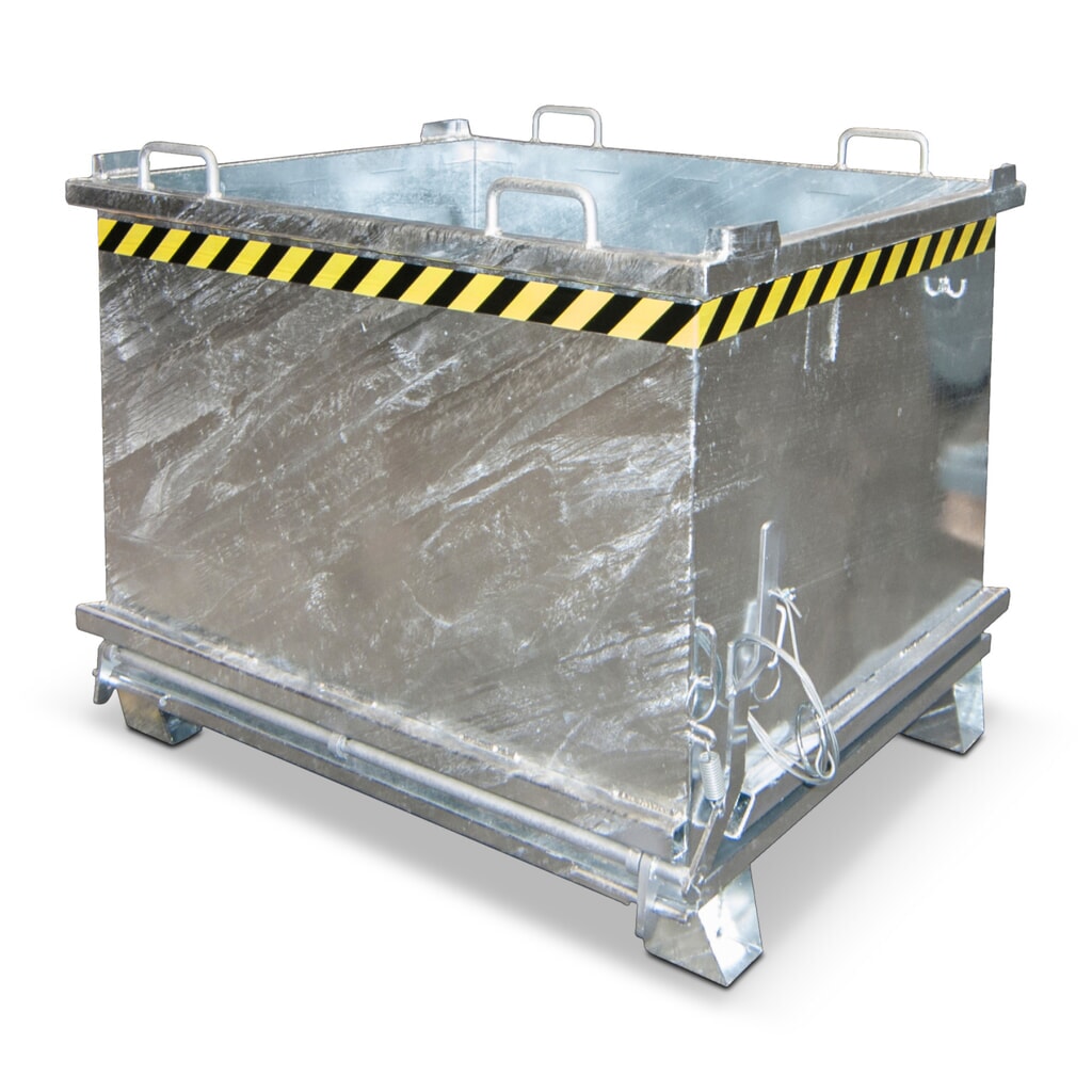 Contenedor con trampilla Bauer®, trampilla reforzada, galvanizado, CC 2.000 kg, volumen 1 m³ Imagen del producto: Contenedor con trampilla Bauer®, trampilla reforzada, galvanizado, CC 2.000 kg, volumen 1 m³