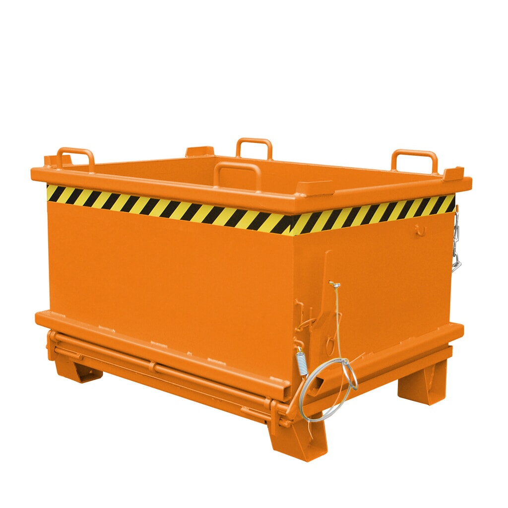 Bauer® Contenedor con trampilla, trampilla reforzada, pintado, volumen 0,5 m³, RAL 2000 amarillo naranja Imagen del producto: Bauer® Contenedor con trampilla, trampilla reforzada, pintado, volumen 0,5 m³, RAL 2000 amarillo naranja