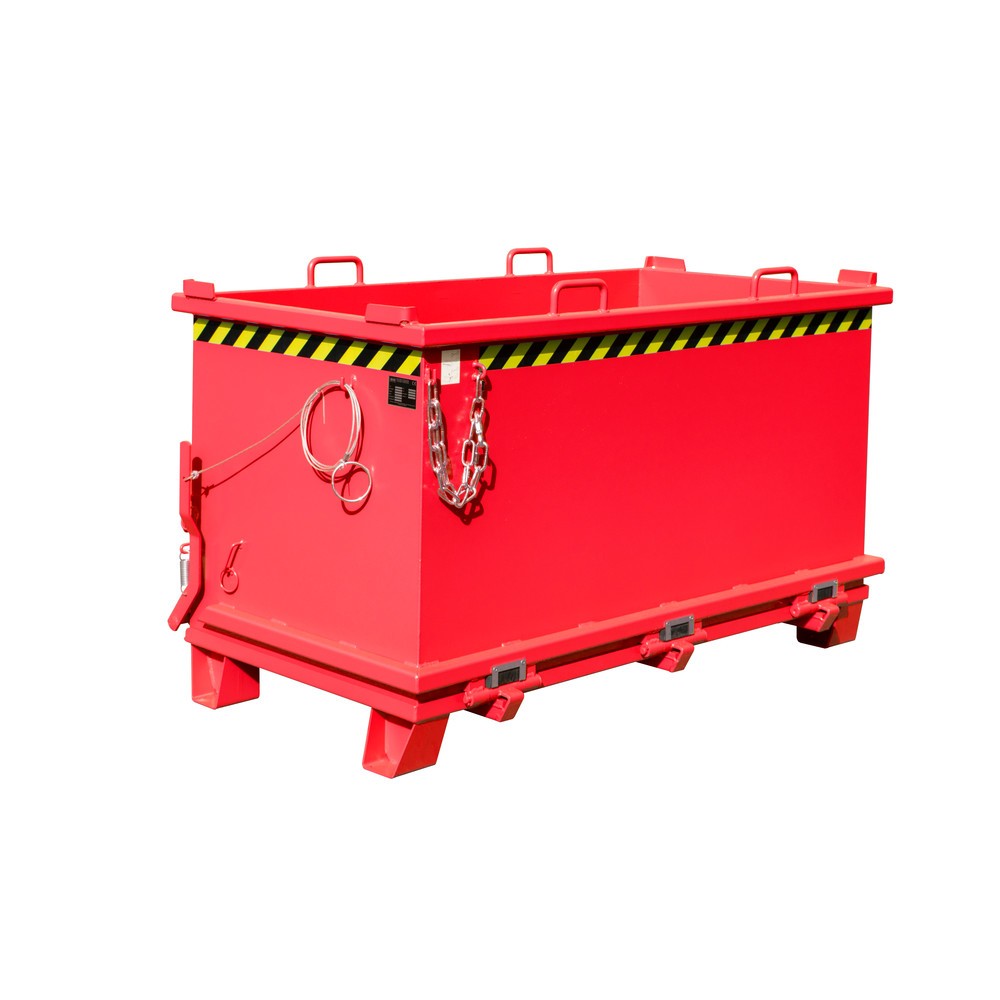 Número de imagen del producto 1: Bauer® Contenedor con trampilla, trampilla reforzada, pintado, volumen 1,5 m³, RAL 3000 rojo fuego
