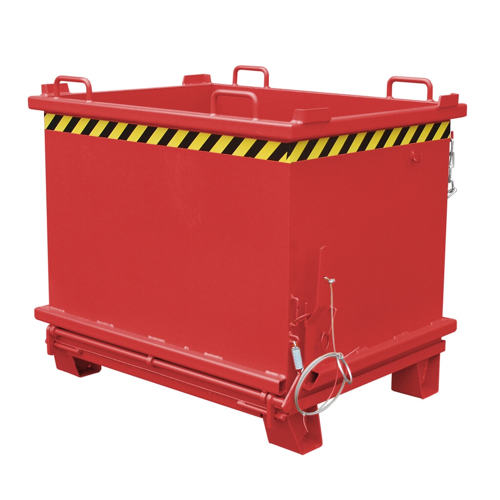 Bauer® Contenedor con trampilla, trampilla reforzada, pintado, volumen 1 m³, RAL 3000 rojo fuego Imagen del producto: Bauer® Contenedor con trampilla, trampilla reforzada, pintado, volumen 1 m³, RAL 3000 rojo fuego