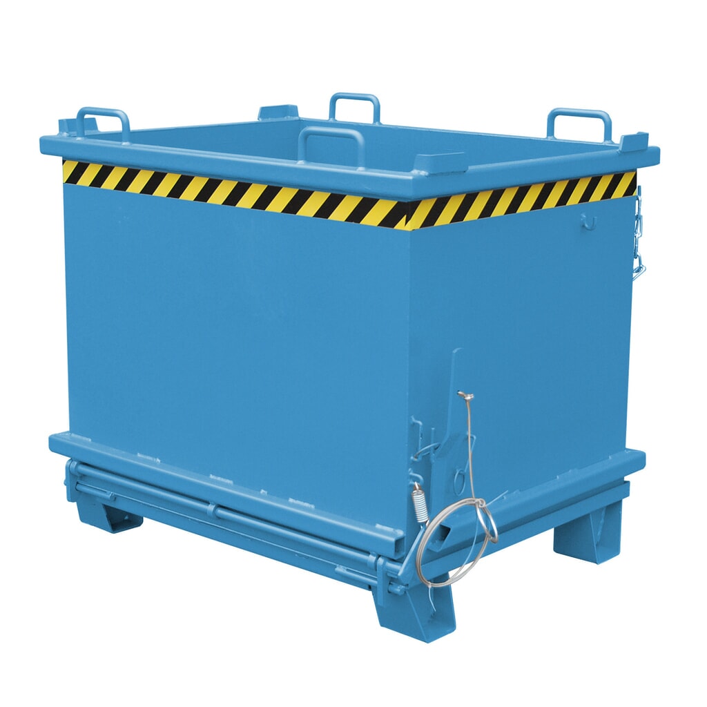 Bauer® Contenedor con trampilla, trampilla reforzada, pintado, volumen 1 m³, RAL 5012 azul luminoso Imagen del producto: Bauer® Contenedor con trampilla, trampilla reforzada, pintado, volumen 1 m³, RAL 5012 azul luminoso