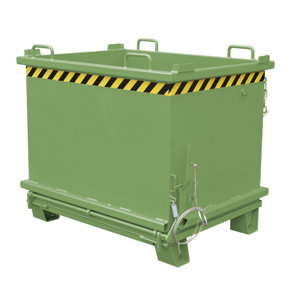 Bauer® Contenedor con trampilla, trampilla reforzada, pintado, volumen 1 m³, RAL 6011 verde reseda Imagen del producto: Bauer® Contenedor con trampilla, trampilla reforzada, pintado, volumen 1 m³, RAL 6011 verde reseda