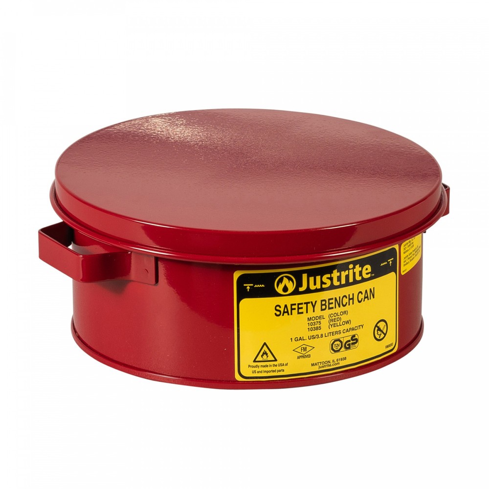 Número de imagen del producto 1: Justrite - Recipiente para agua con tapa abatible, color rojo, 4 litros