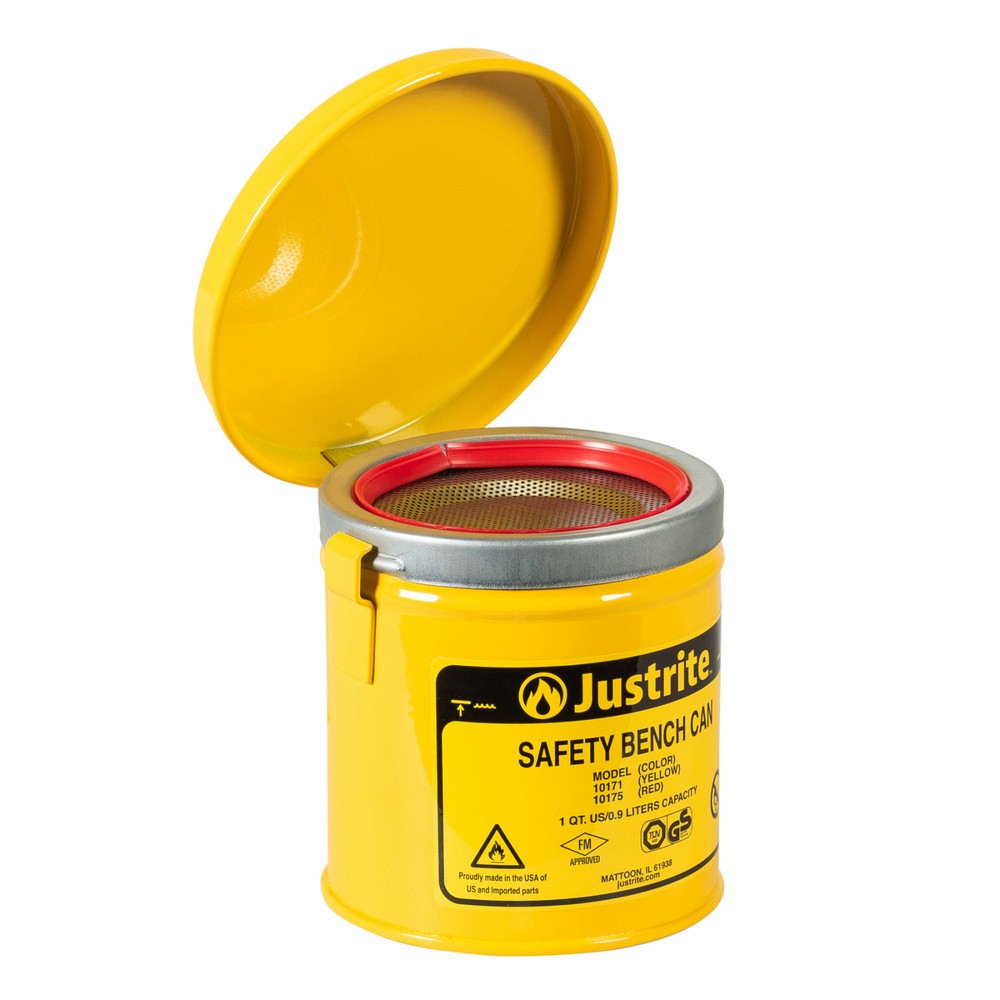 Número de imagen del producto 2: Justrite dration - Recipiente con tapa abatible, color amarillo, 1 litro