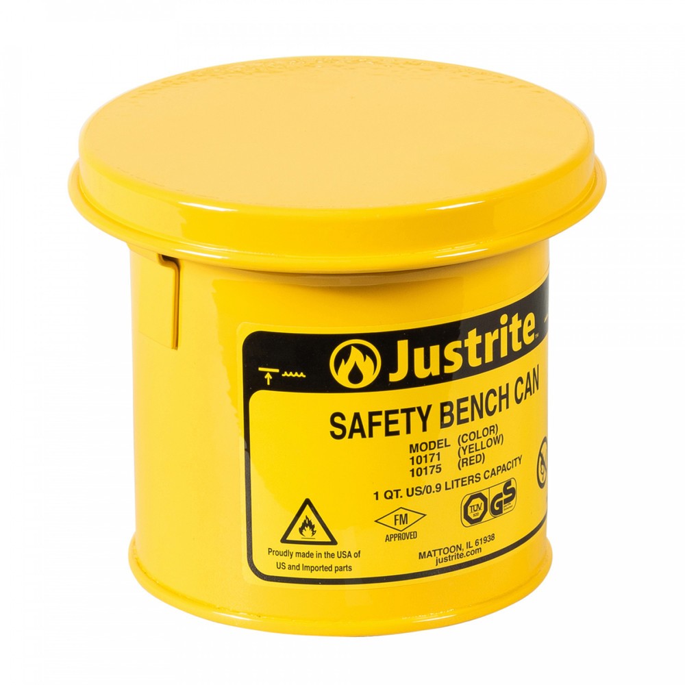 Número de imagen del producto 1: Justrite dration - Recipiente con tapa abatible, color amarillo, 1 litro